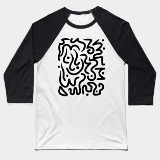 Abstract Doodle Pattern Black and White Baseball T-Shirt